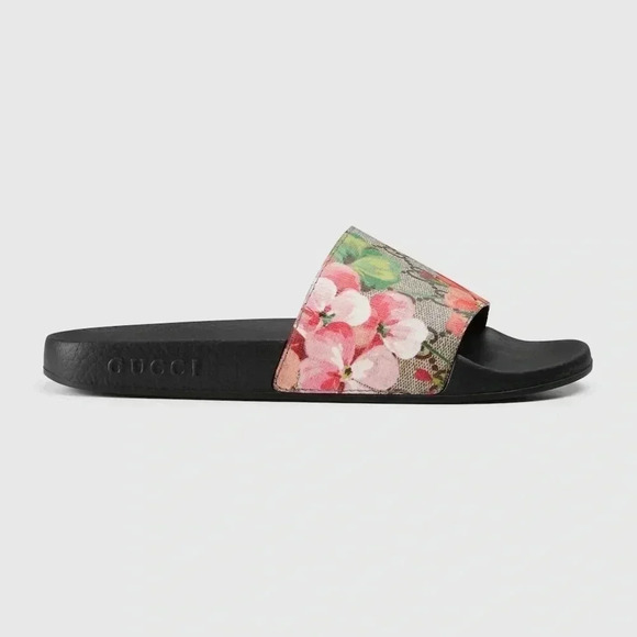 Gucci GG Blooms Supreme Floral Slide Slip On Rubber Sandals Flats EU 34 - Picture 2 of 13